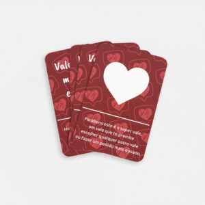 Conjunto de cartões Deep Love vermelhos com corações e desafios para casais.